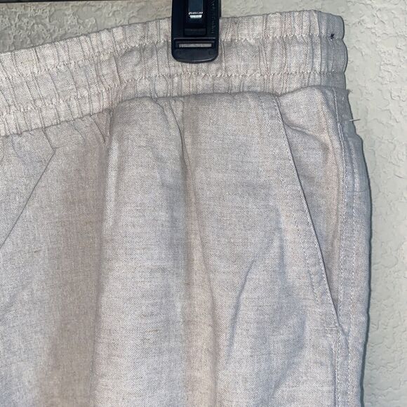 New Women linen shorts 3X Drawstring Tan Khaki light lagen cottage travel - Picture 3 of 9